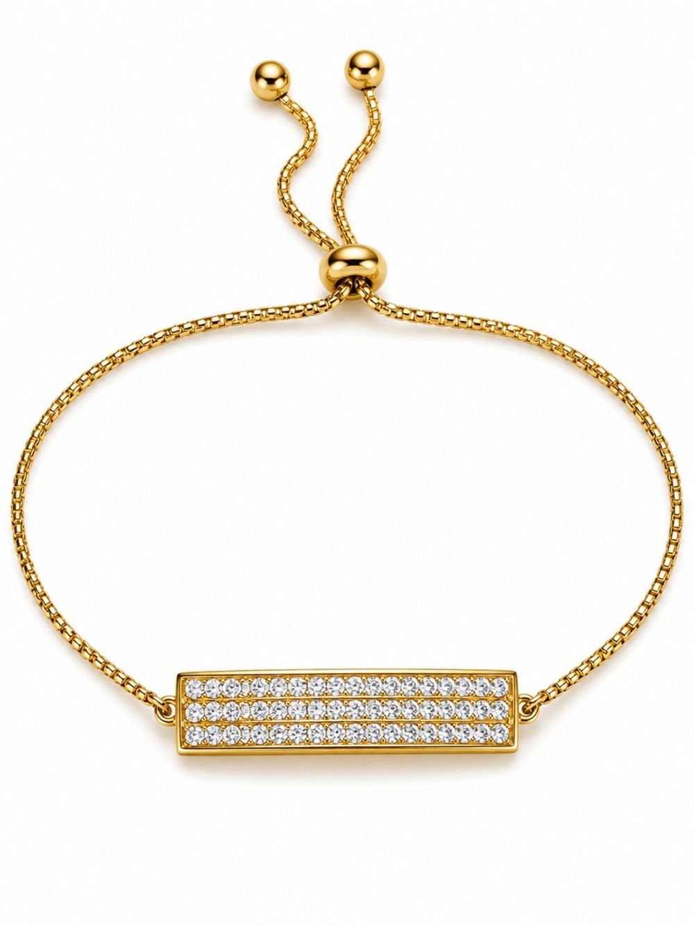 18k Yellow Gold Plated Bar Pendant Adjustable Bracelet